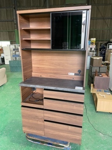 #047. 美品　Pamouna パモウナ 食器棚  キッチン収納 ハイカウンターキッチンボード