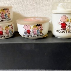 新品未使用！スヌーピー蓋付き食器セット
