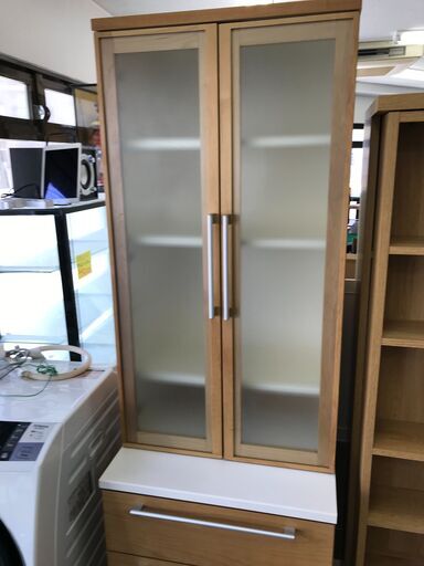 食器棚 ガラス 木目調 幅610mm奥行520mm高さ2000mm 美品 説明欄必読