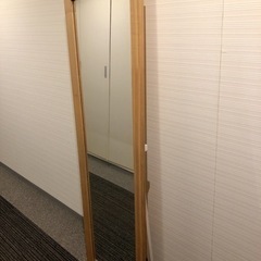 全身鏡ミラー ベージュ木目調　