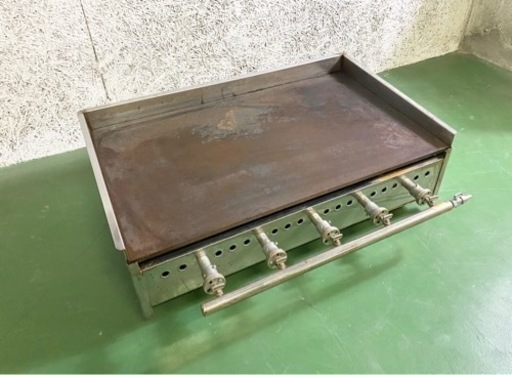 中古 税込 L 業務用 プロパンガス LPガス用 鉄板焼き機 グリドル グリラー 枠付き板 90x55cm 板厚18mm 現状品 傷汚焦錆有 厨房用品 店舗用品