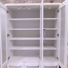 長谷川産業 3枚扉 食器棚 幅90cm 白 PALLET 90 DB パレット
