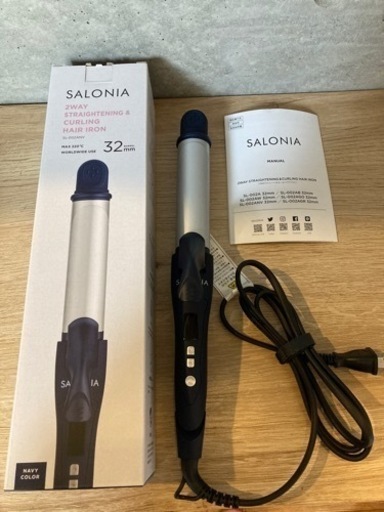 SALONIA ストレート\u0026カール2WAYヘアアイロン ネイビー