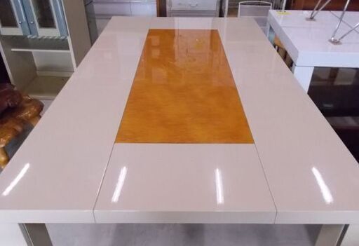 大型 ダイニングテーブル 180×100cm テーブルのみ イタリアン系 アイボリー×オレンジ 重量感 家具 札幌市東区 新道東店