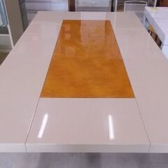 大型 ダイニングテーブル 180×100cm テーブルのみ イタリアン系 アイボリー×オレンジ 重量感 家具 札幌市東区 新道東店の画像