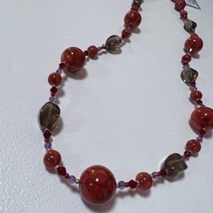 アフリカ珊瑚⭐︎ネックレス⭐︎茶水晶⭐︎アメシスト⭐︎スワロの画像