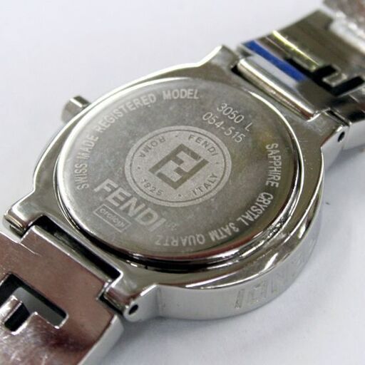 本物 FENDI 腕時計 オロロジ 3050 L ラウンドフェイス ピンク系文字盤 レディース 2針 ロゴブレスレット orologi