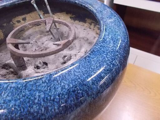 火鉢 海鼠釉 幅39cm なまこ釉 手あぶり メダカ 金魚鉢 ナマコ 和風 茶道具 灰付き 札幌市東区 新道東店
