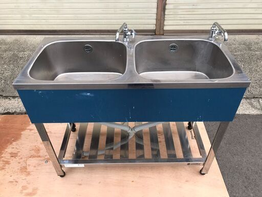 azuma 2槽シンク ステンレス 業務用 水栓（蛇口）付 幅100cm×奥行45cm×高さ80cm