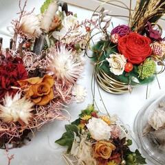 プリザーブドフラワー 素人作成 完成品＋花材の画像