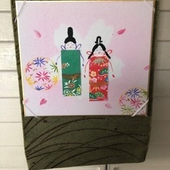 郵送可能　ハンドメイド　着物リメイク　壁飾り　タペストリー　お雛様の画像