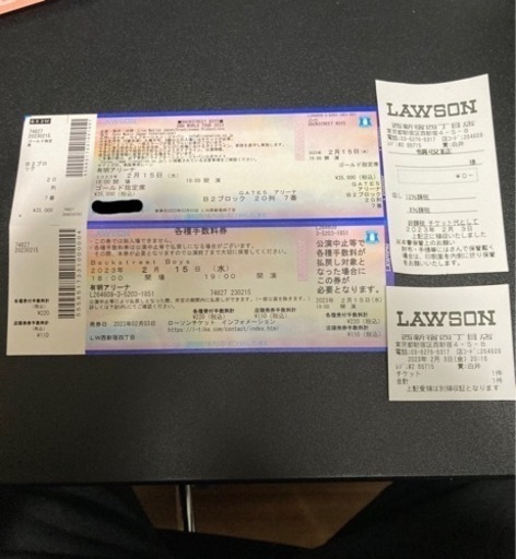 バックストリートボーイズ／ライブチケット／2月15日／ゴールド指定席／男性名義