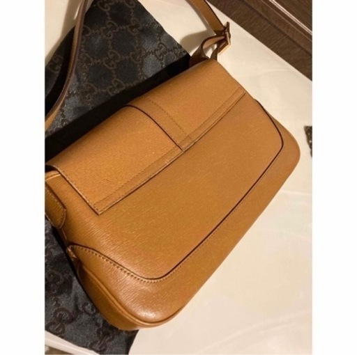 美品☆GUCCI  セミショルダーレザー　バッグ　キャメルブラウン