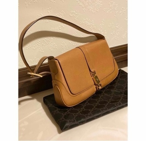 美品☆GUCCI  セミショルダーレザー　バッグ　キャメルブラウン