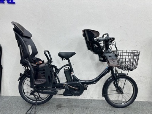 お買い得　カゴ付き3人乗り電動自転車　ヤマハパスバビー　落ち着いた黒色　子供シート付き