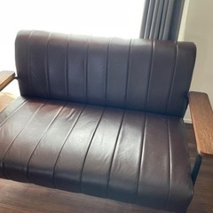 2人用ソファ　合成皮革ソファの画像