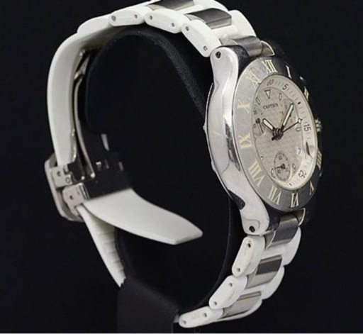 取引完了　カルティエ 2424 クロノスカフ クロノグラフ デイト ローマンベゼル 白文字盤 取引完了 カルティエ 2424 クロノスカフ クロノグラフ デイト ローマン