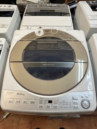 中古品！SHARP 洗濯機　 2018年　ES-GV9B シャープ　全自動　9kg 配送可能！　　　　　　　定価:129,800円