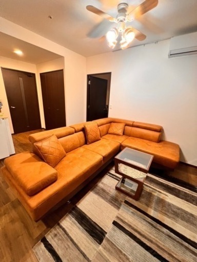 超美品　　L字キャメルレザーソファ　レザー用防水スプレー済！