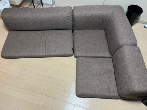 ニトリ  ゆったりリクライニングもできるポケット付きロータイプコーナーソファ3点セット（布）