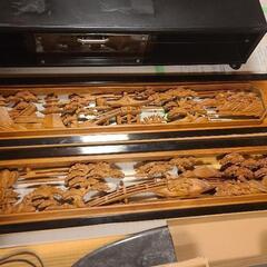 高級 近江八景 一枚板 欄間 割れ欠け有り