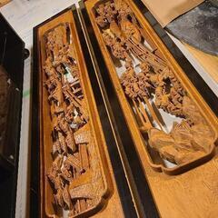 高級 近江八景 一枚板 欄間 割れ欠け有りの画像