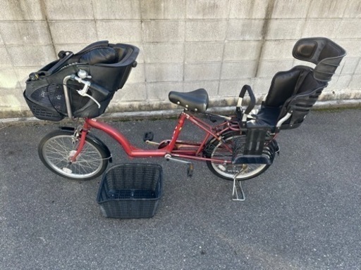 シキシマ製20インチ　ママチャリ　子供二人乗り　カゴ付き