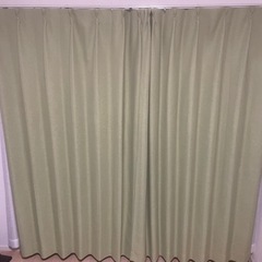 ニトリ　カーテン　グリーン　レースセット