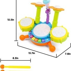 大特価❣️Harilla ドラムセット 電子楽器 マイク付　3-12歳対象 緑の画像