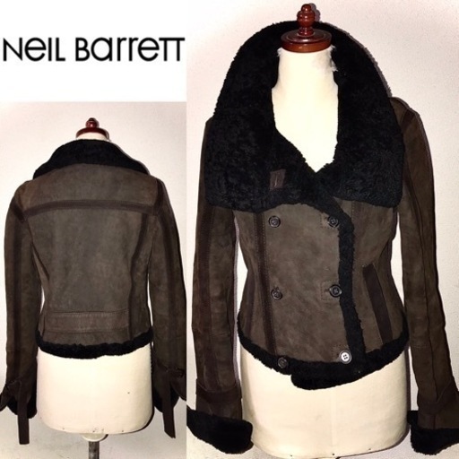 高級 ハイブランド NeIL BarreTT ニールバレット 定価30万円程 ムートン 毛皮 ファー 羊革 ラム レザー ジャケット