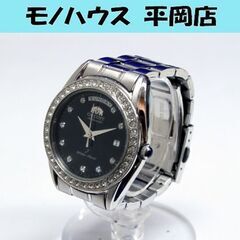 本物 ORIENT 自動巻き腕時計 EV06-C0 CS 46E40 21石 3針 デイデイト ストーンベゼル/インデックス ブラックダイヤル オリエント 動作確認済 札幌市 清田区 平岡