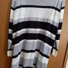 長袖　ボーダー柄ロング丈　薄手アウターの画像