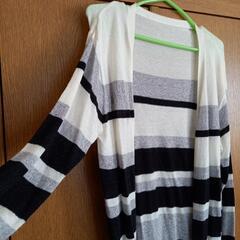 長袖　ボーダー柄ロング丈　薄手アウターの画像