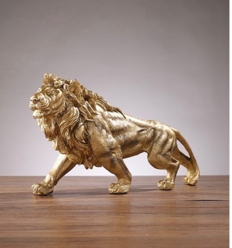 高価 ゴールド黄金ライオン 獅子 オブジェ 置物 インテリア オブジェ