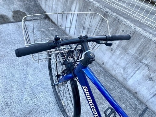 ブリジストン クロスバイク ブルー カゴ付き 7段 学生 通勤 通学 中古 自転車