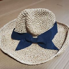 美品　ストローハット