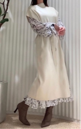 SNIDEL  ロングニットレイヤードワンピース　
