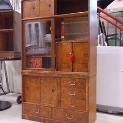 茶箪笥 昭和レトロ 欅材 けやき 幅78×高さ137.3cm セパレート 食器棚