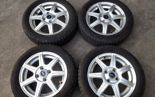 値下げ！スタッドレスアルミホイールセット155/65R14　トーヨータイヤ８分山
