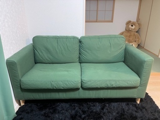 【値下げしました】IKEA  2人掛けソファ  ダークグリーン