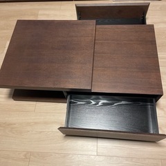 早い者勝ち！さらに値下げ！収納2箇所付き　ローテーブル　(茶色)の画像