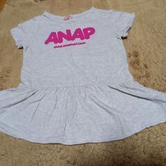 【もうすぐ処分】★ANAP★ロゴチュニック(グレー×ピンク)★