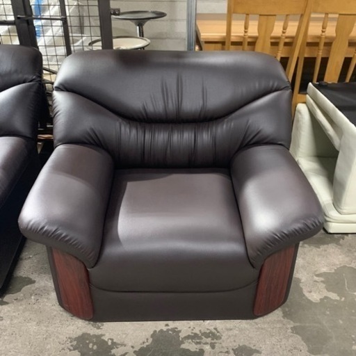 2/12 終 aico 1P レザー ソファ シエルシリーズ 応接チェア イス チェア 菊MZ①