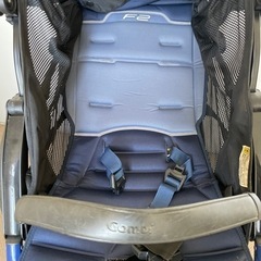 ★値下げ★コンビベビーカーF2 plus 青　レインカバー付きの画像