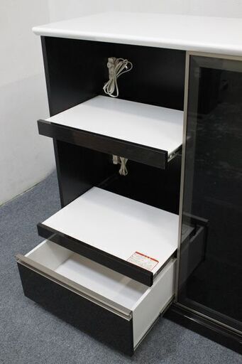 古賀家具/KOGA キッチンカウンター 食器棚 レンジボード ブラック ハイグロス ハイタイプ 幅120 中古 店頭引取歓迎 R685