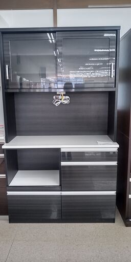 ★ジモティ割あり★  レンジボード 黒 H117×D48×W202 クリーニング済み TJ004\t\t\t\t\t\t