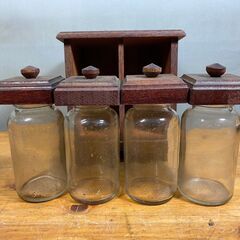 アンティーク風　レトロ　コーヒーミル＆ガラス瓶キャニスターの画像