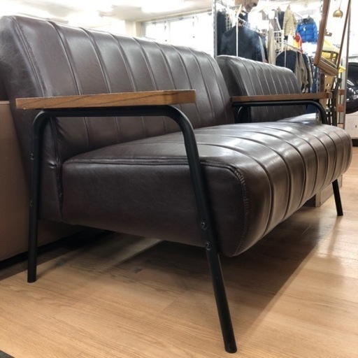 2人掛けソファー 合皮 ブラウン【トレファク上福岡】