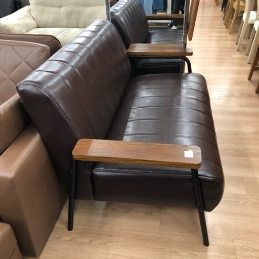 2人掛けソファー 合皮 ブラウン【トレファク上福岡】