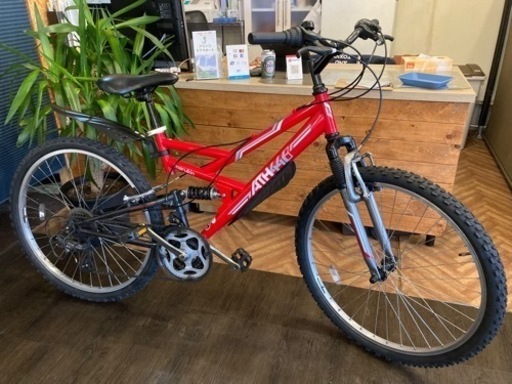 【前後タイヤ新品！前後サスペンション付き】3×7速　26インチマウンテンバイク　レッド